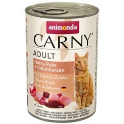 ANIMONDA CARNY ADULT KURCZAK, INDYK, KACZE SERCA 400G